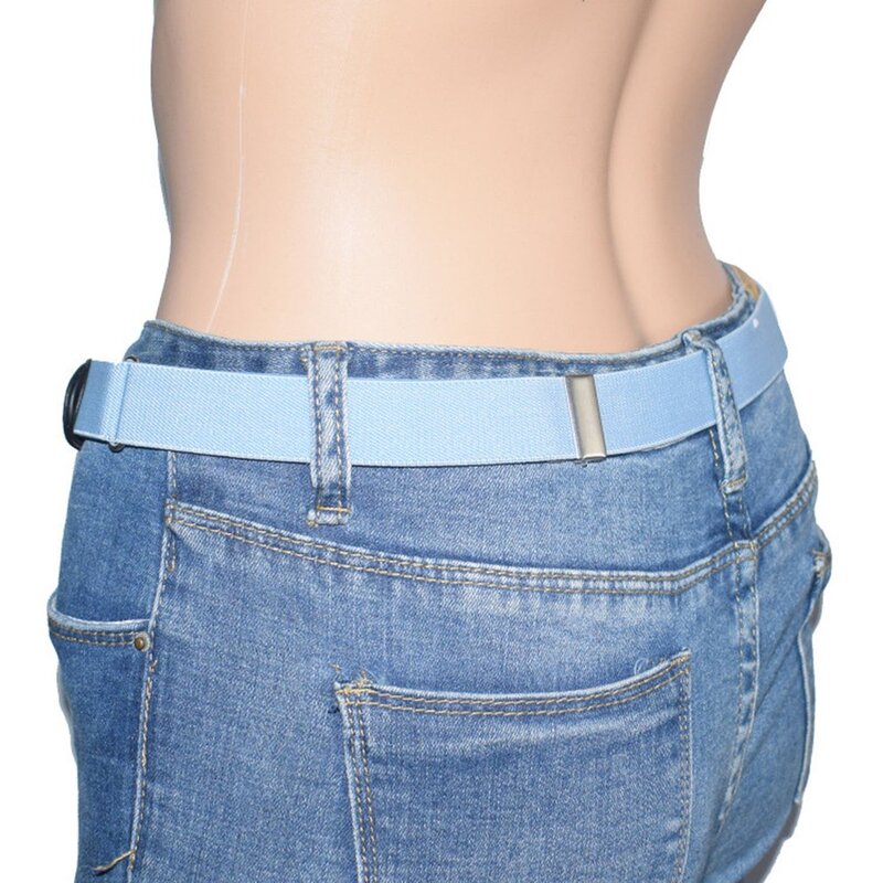 Cinture elastiche senza fibbia da donna cintura invisibile per Jeans cintura in tela con bottoni regolabili Casual senza rigonfiamento