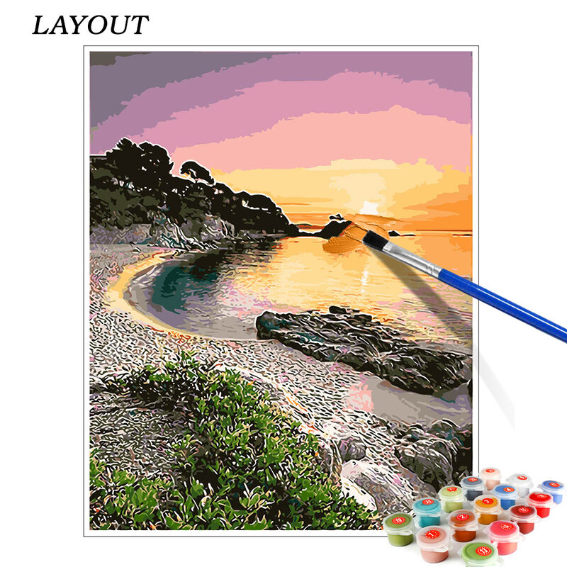 EverShine ręcznie malowany obrazek według numerów Seascape ręcznie malowany rysunek na płótnie ściana krajobraz artystyczny dekoracja wnętrz