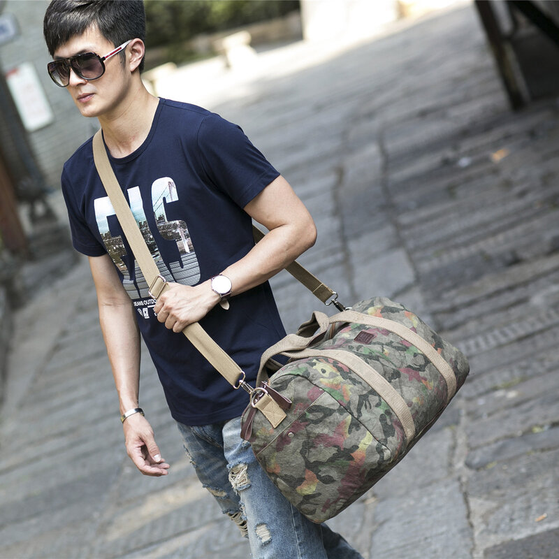 New Camouflage Men's Bags Canvas Sloping Hand-held Large-capacity Travel Bags