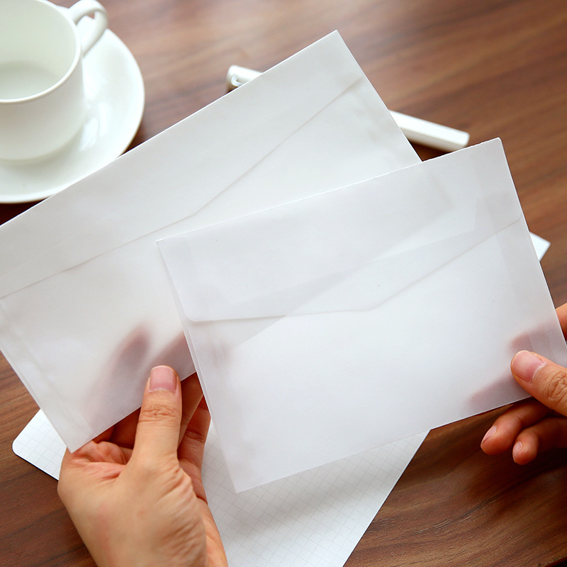 10個のクラシックな半透明の紙封筒ミニペーパーウィンドウ封筒招待状ギフト封筒のパック