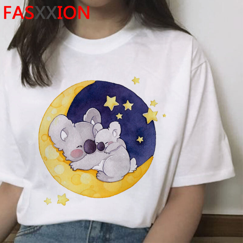 Kawaii Luiaard Koala T-shirt Kleding Vrouwelijke Grafische Tees Vrouwen Harajuku Kawaii Grunge Zomer Top T-shirt Kawaii Paar Kleren