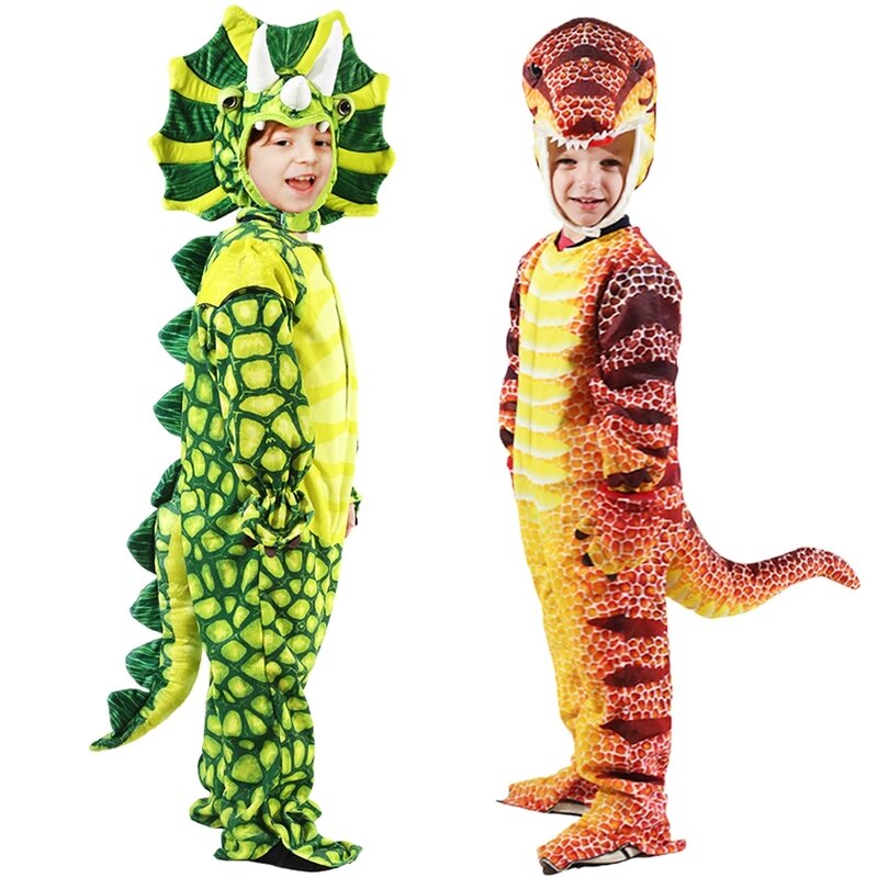 Child Costume Boys Girls Anime T-Rex Dinosaur Costume Cosplay Jumpsuit Suit Purim Halloween Christmas Party Costumes For Kids
