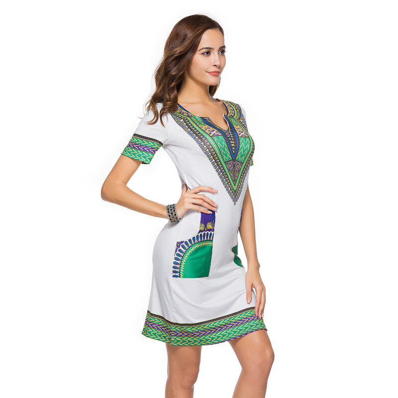 SHZQ Plus 3xl Châu Phi Váy Đầm Cho Nữ Quần Áo Mới Bán Gợi Cảm Chắc Chắn Quốc Gia Gió Thun Cao Cấp In Hình Túi Hông Châu Phi quần Áo