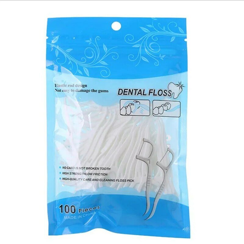 HOT 100pcs/bag Dental Flosser Picks Teeth Stick Tooth Clean Oral cleaning Care Disposable floss thread Toothpicks