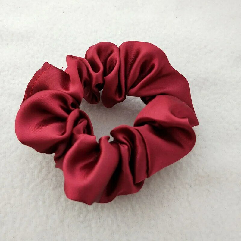 Chouchou élastique en Satin de soie pour femmes, 1 pièce, couleur unie, accessoires de luxe pour cheveux doux