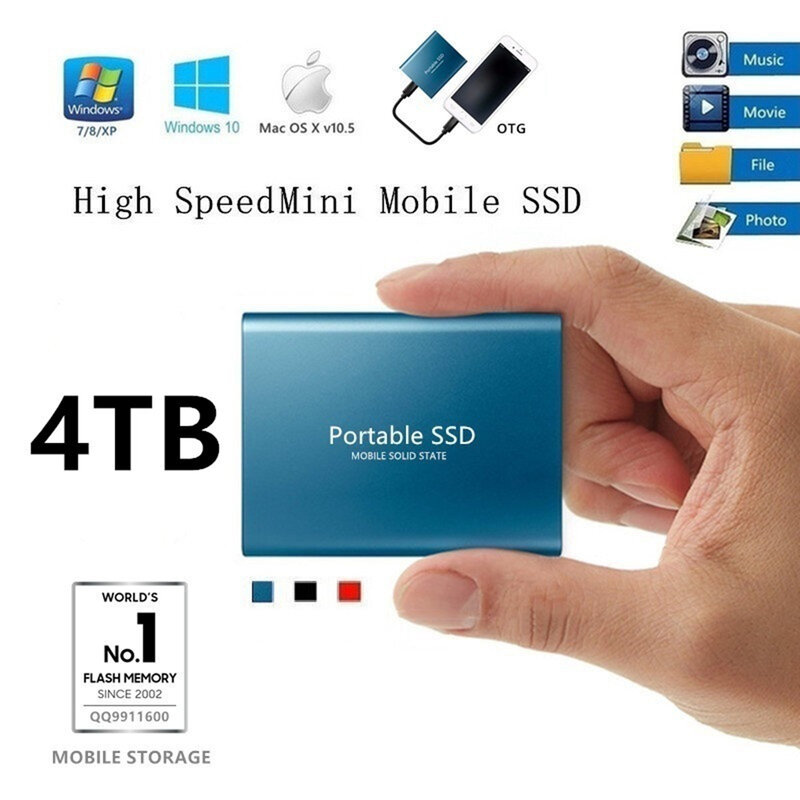 USB 3.14TB SSD External Hard Drive Mobile Solid State Hard Disk for Desktop Mobile Phone Laptop High Speed Storage Memory Stick