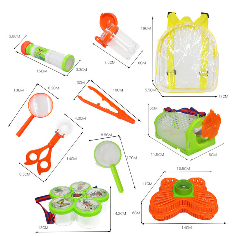 Caja de observación de insectos para niños, juego de 22 Uds. De insectos de juguete con telescopio, red para insectos al aire libre, Kit de captura, juguetes educativos
