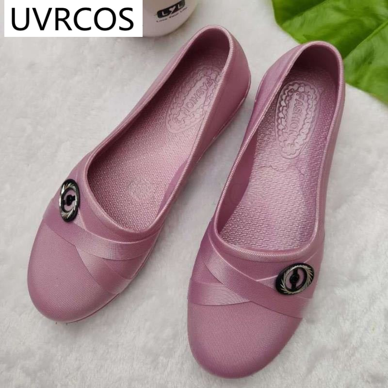 Женские резиновые водонепроницаемые ботинки без шнуровки, из ПВХ