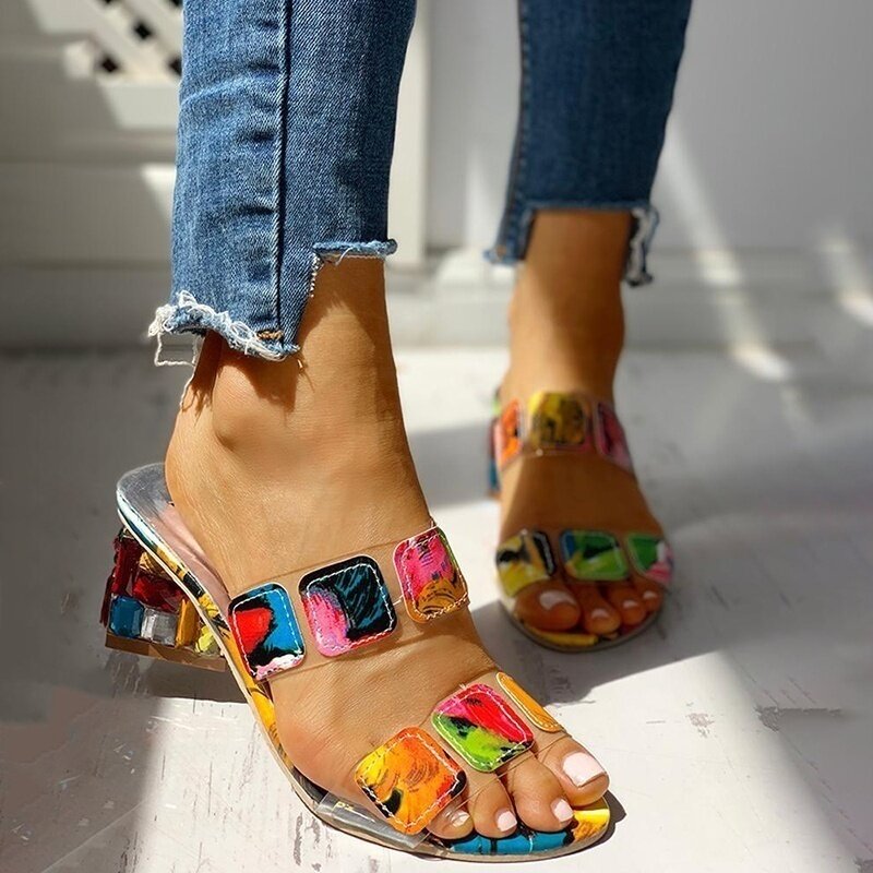 Sandalias de lujo con plataforma de tacón alto para mujer, zapatos cómodos de gelatina con gemas coloridas, de diseñador de moda, novedad de verano 2021
