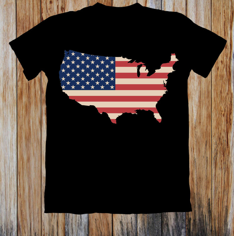 Camiseta con estampado de mapa de EE. UU. Y bandera UNISEX, camisetas divertidas de estilo harajuku