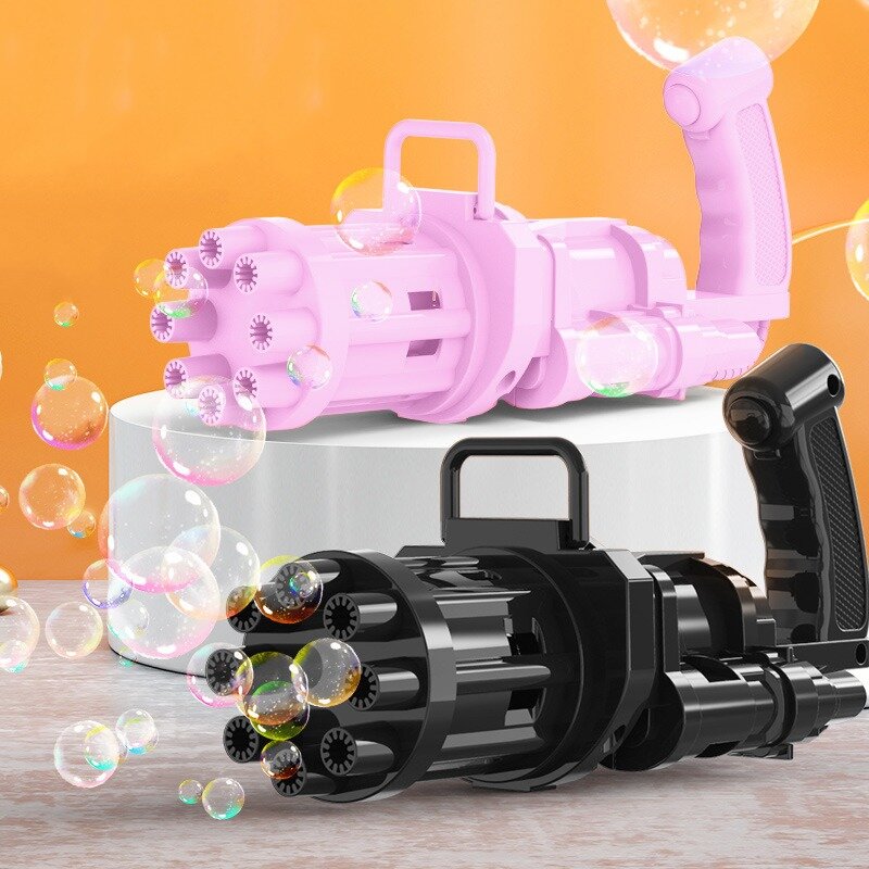 Super Bubble Machine Automatic Gatling Bubble Gun Toys Summer Soap Water Bubble Machine 2-in-1 Electric Bubble Machine For Kids