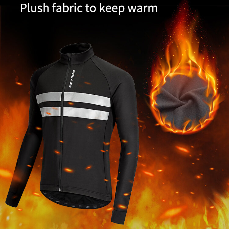 Wosawe jaqueta de ciclismo masculina, casaco corta-vento masculino de inverno de lã quente à prova d'água para ciclismo mtb bicicleta corta-vento