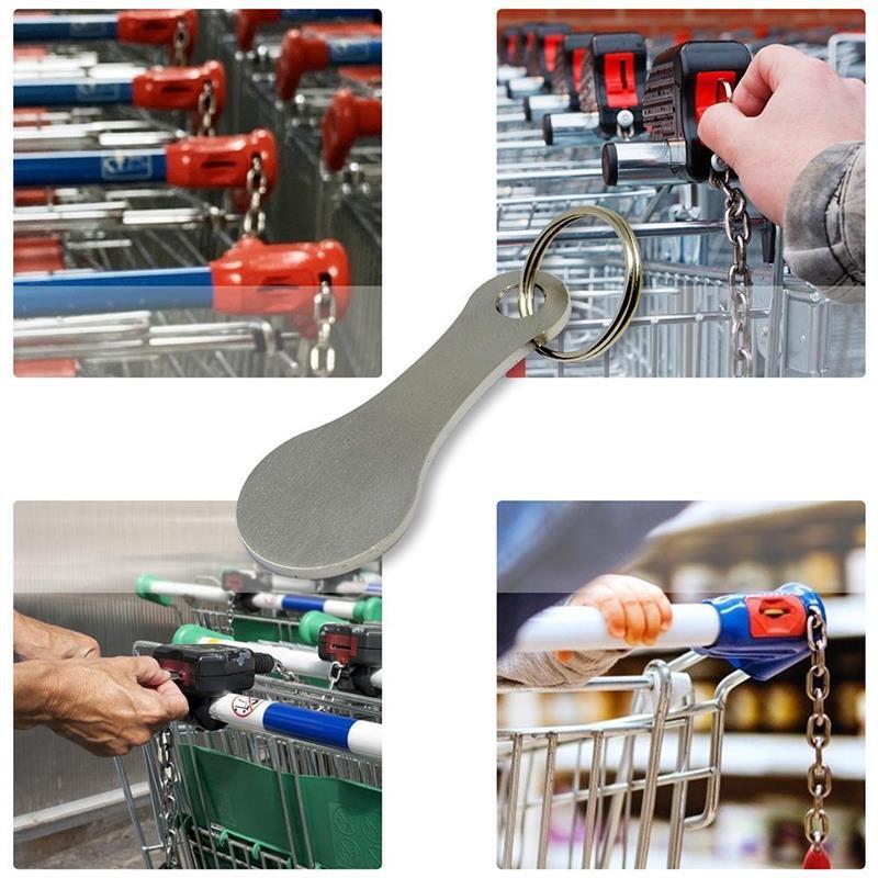2Pcs Metal Portable Shopping Trolley Token Keyrings Key Chains Key Hook Key Ring Coin Holder Shopping Carts Token Trend Keychain