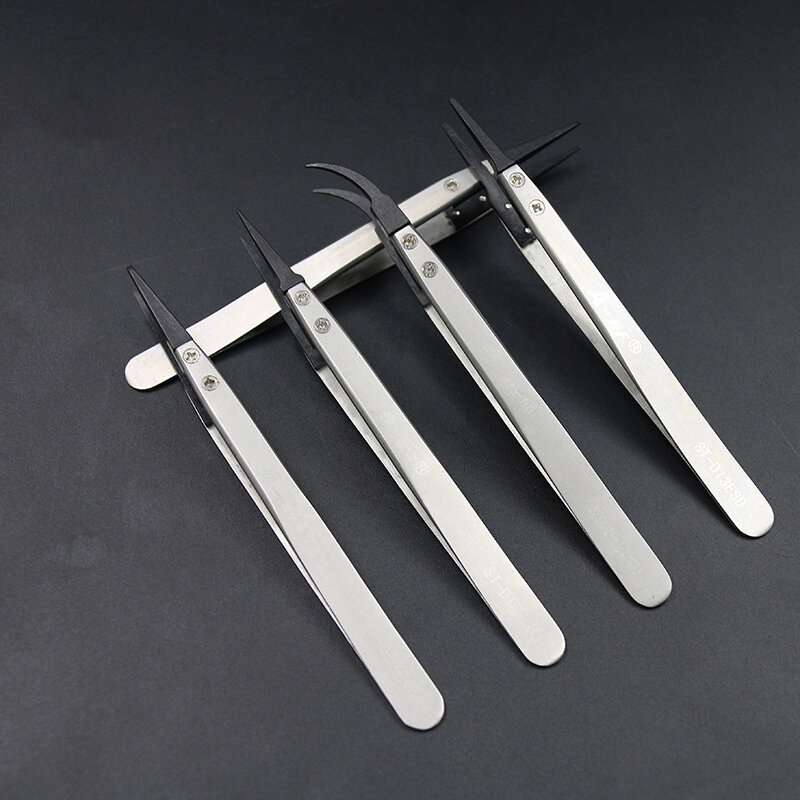 Pinzas puntiagudas de Metal de A-BF, juego de mantenimiento de cabeza reemplazable, pinza de acero inoxidable, antiestática