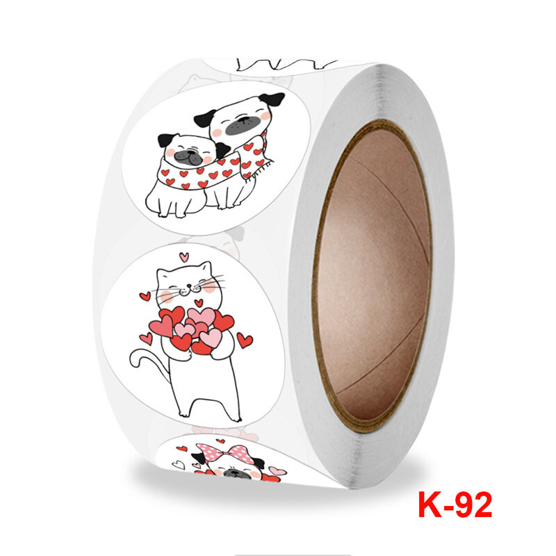 50-500Pcs 1Inch Vintage Handmade Sticker Round Heart Cats Christmas Card Box Wrapping Label Sealing Stickers Decor Stationery