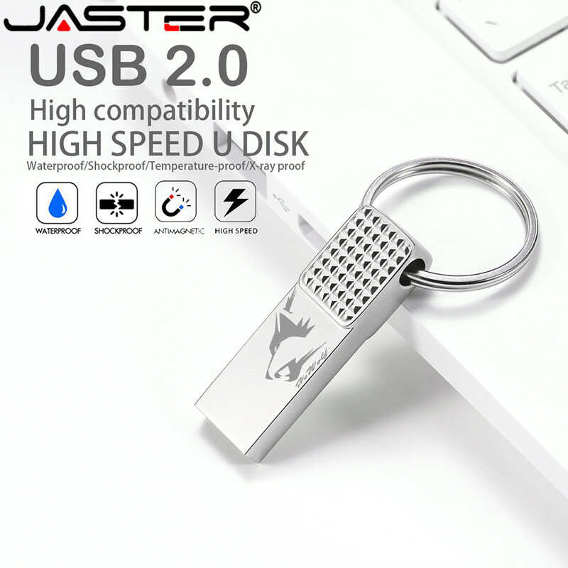 Sleutelhanger Metaal Zilver Usb 2.0 Flash Drive 4Gb 8Gb 16Gb 32Gb 64Gb Custom Logo Pen drives Draagbare Memory Stick Geschenken U Disk
