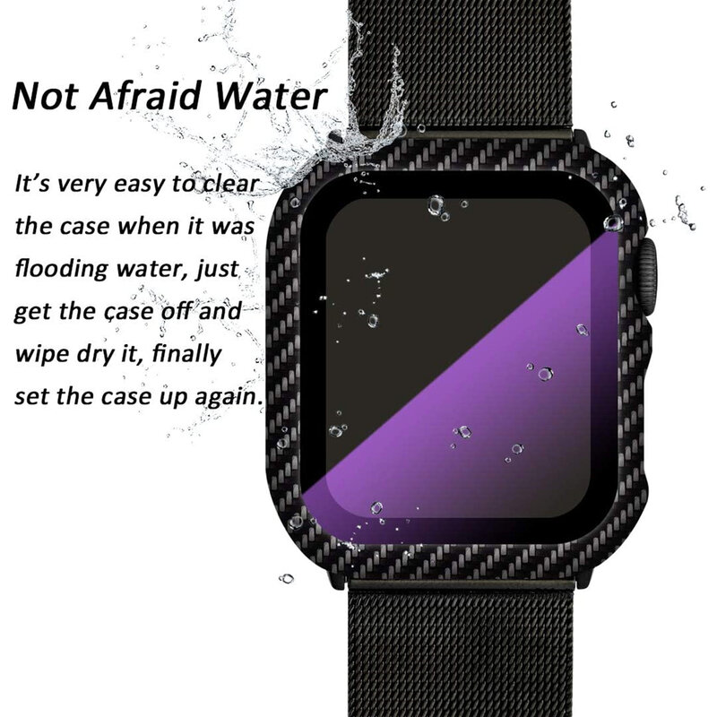 Capa dura para apple watch série 1/4 40mm 44mm, protetor de tela, capa fina, vidro temperado, proteção total para iwatch