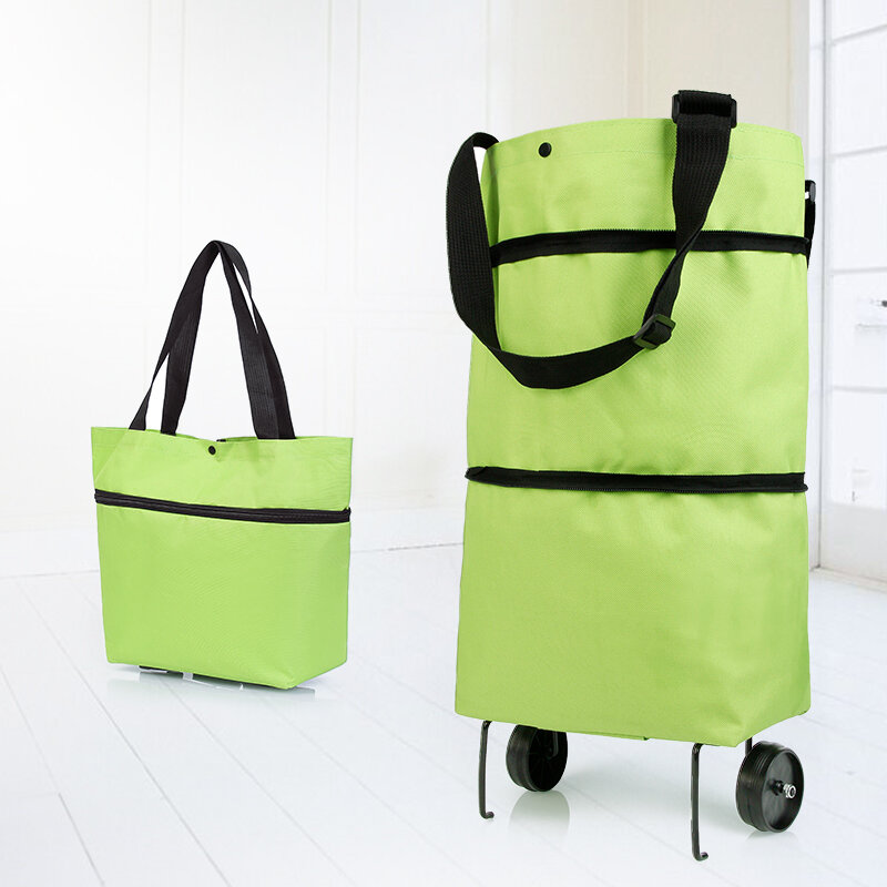Bolso plegable con ruedas para compras, bolsa de comestibles reutilizable, organizador de alimentos y verduras