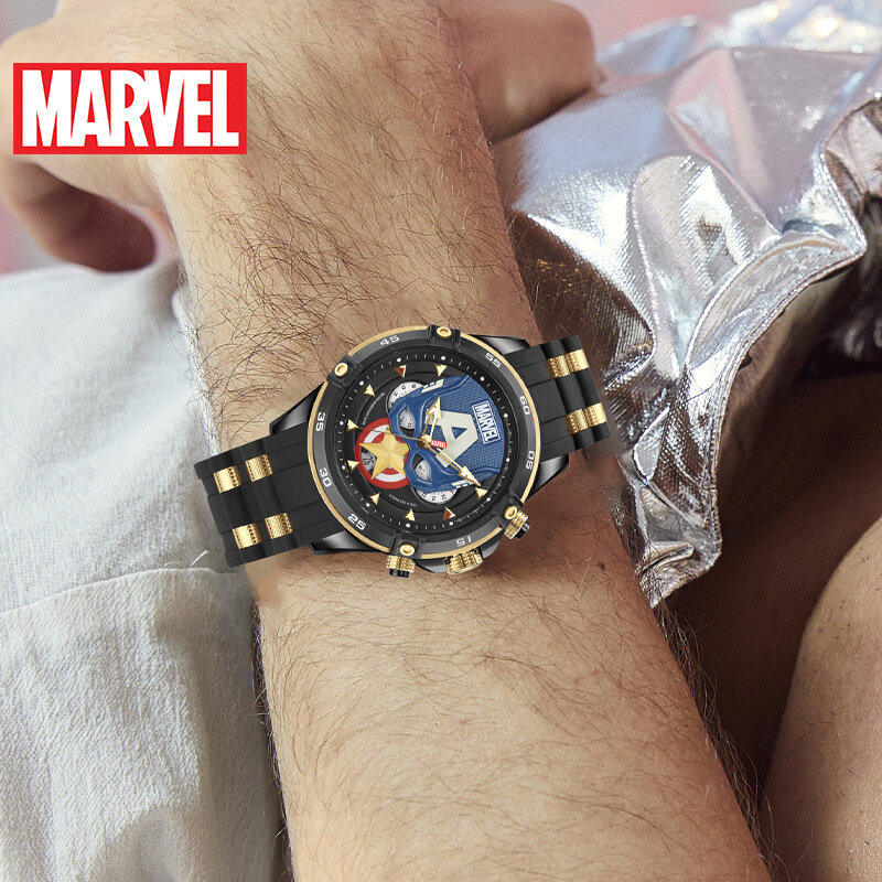 Модные Повседневные многофункциональные мужские часы Disney часы Marvel мужские часы Капитан Америка водонепроницаемые кварцевые часы