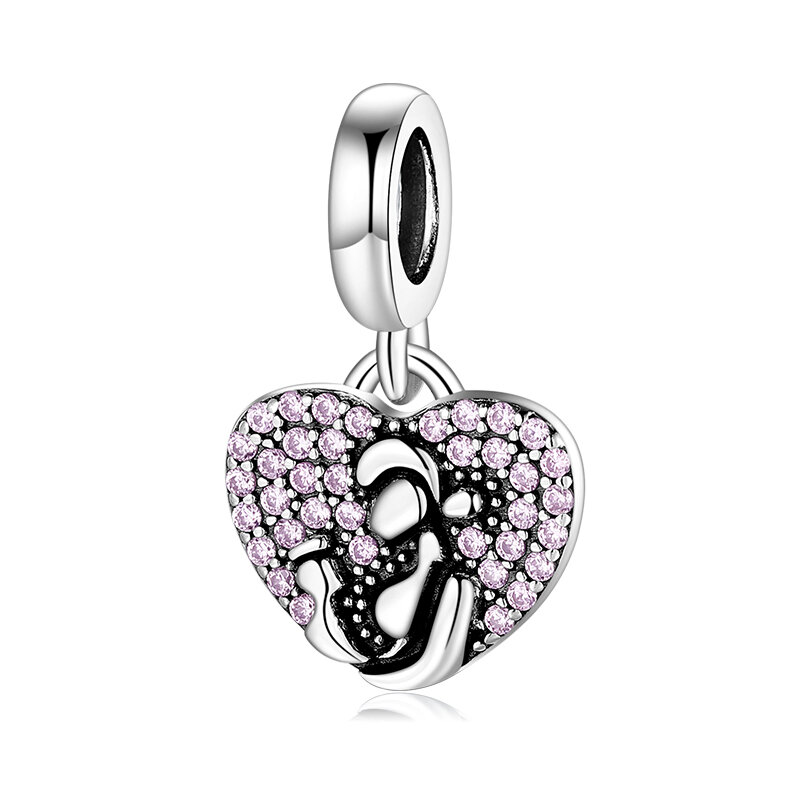 Dai alla luce la vita madre incinta fascino in argento Sterling 925 perline rosa CZ creazione di gioielli braccialetti con ciondoli Pandora originali