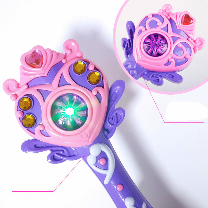 [Funny] Princess Fully-automatic electronic bubble machine magic wand music and light bubble gun toy children party kids gift