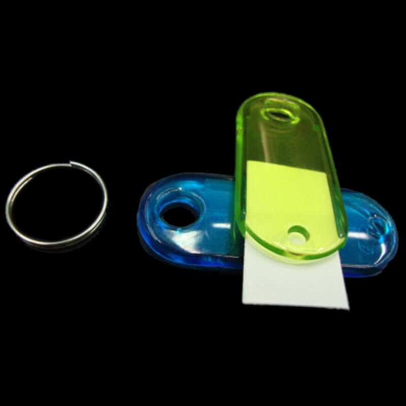 10 pçs novo plástico transparente bagagem id etiqueta chave tag chaveiros chaveiro tags