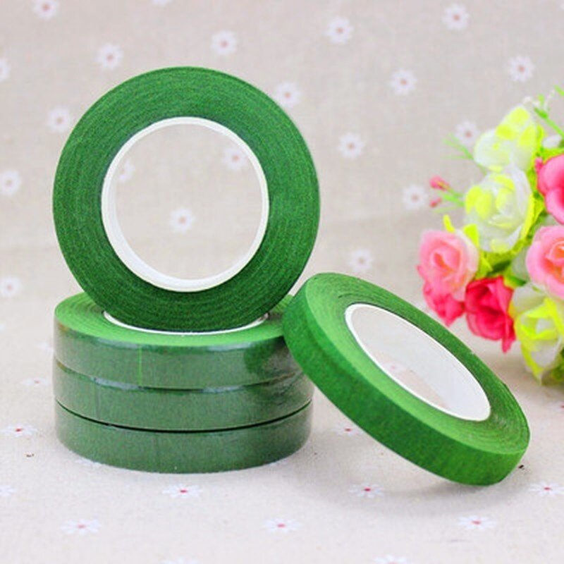 Cinta de papel verde autoadhesiva, 2 rollos de 30M, película para injertos florales para guirnaldas, flores de seda artificiales para manualidades DIY