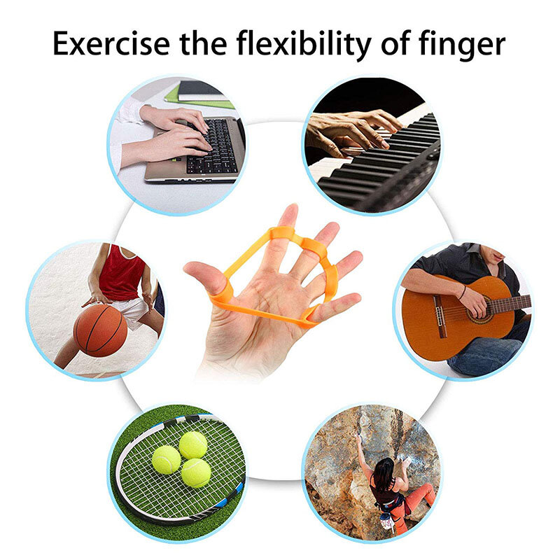 Faixas de mão para alongamento de dedo, extensor e exercitador de silicone para treinamento de força, para mão