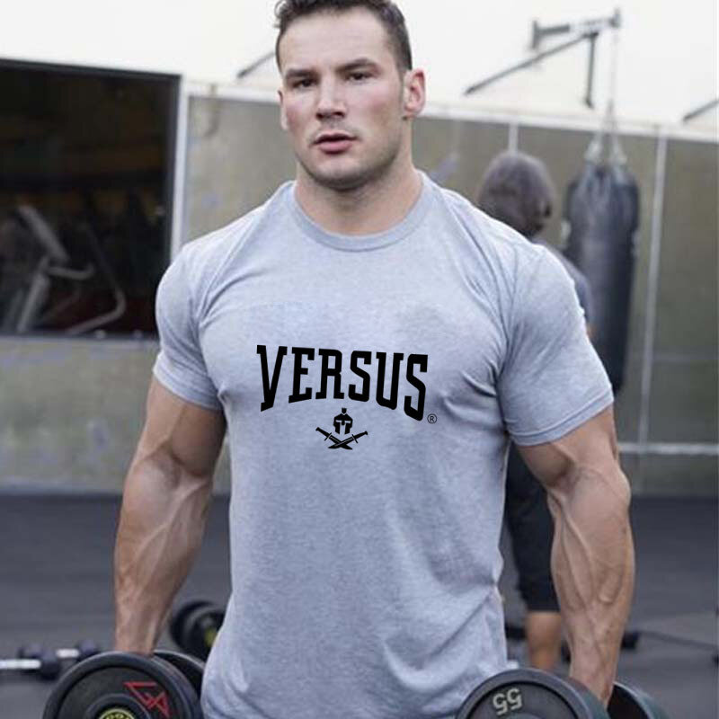 T-shirt Homme, gym, serré en coton, Fitness, été, 2021