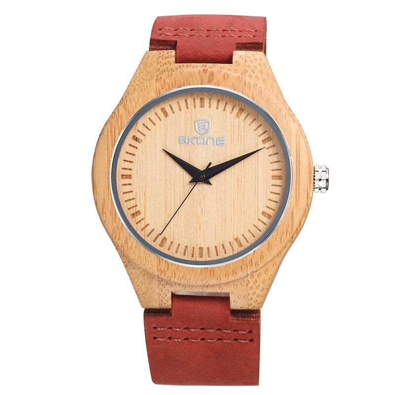 SKONE-relojes de bambú para hombre y mujer, pulsera de madera Unisex, de cuarzo, de lujo, informales, a la moda