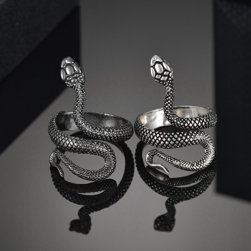 Anéis góticos retrô exagerados, formato de cobra do vento para mulheres anel de boate em forma de cobra, joia de tendência de estudante presente