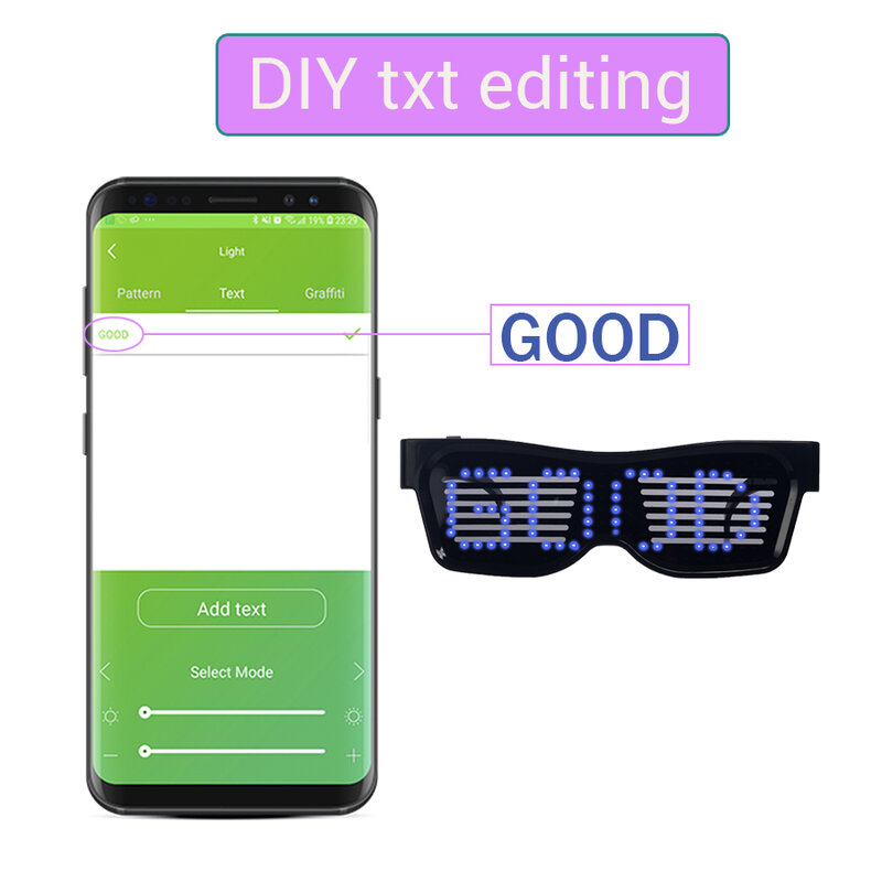 매직 블루투스 LED 파티 안경 앱 제어 발광 안경 EMD DJ 전기 음절 글로우 파티 용품, 드롭 배송