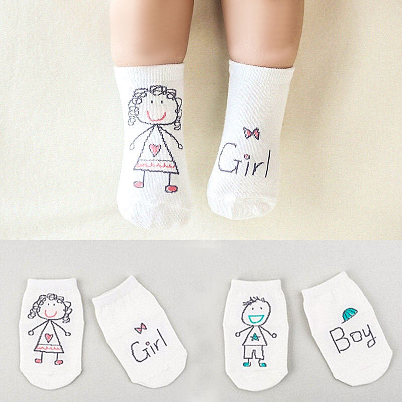 Baby Socks Boy Girl Senteces Cute Cartoon Socks For Newborn Infants Toddlers Asymmetry Non-slip Soft Cotton Socks 0-2-4 Years