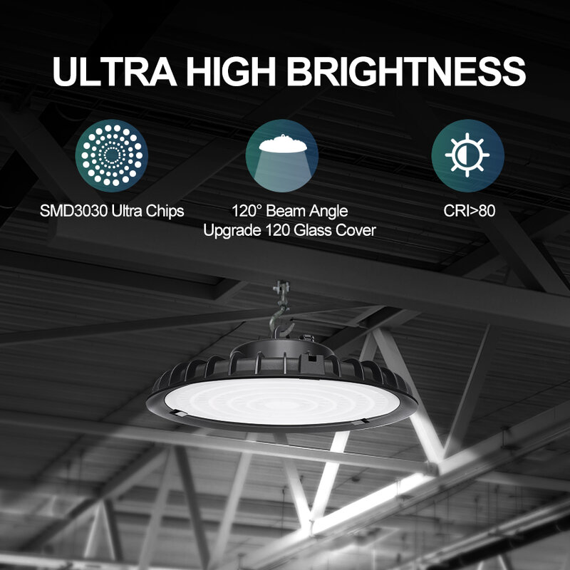 8Pack 100W UFO Led High Bay Light Industial โรงรถคลังสินค้า Shop ทำงานโรงงาน Commercial Light Fixture 6000K
