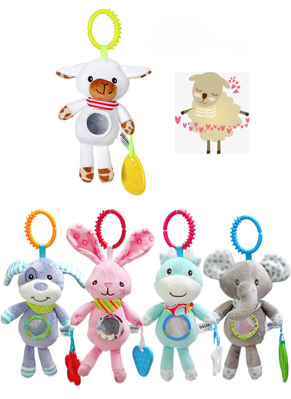 0-12 Months Newborn Baby Plush Stroller Toys Baby Rattles Mobiles Cartoon Animal Hanging Bell Educational Baby Toy Animal Rattle
