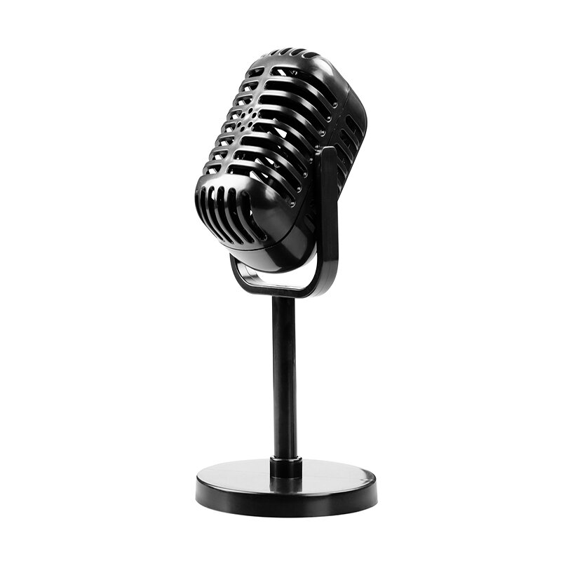 จำลอง Props Mic ไมโครโฟน Retro Classic ขาตั้ง Universal แบบไดนามิก Vocal สไตล์วินเทจสำหรับ Live เวทีคาราโอเกะ