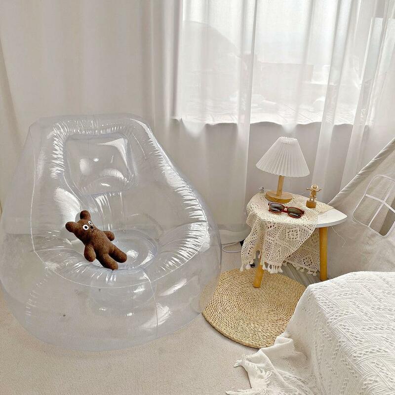 Silla inflable transparente para viaje al aire libre, sofá hinchable para acampar, acampar, picnic