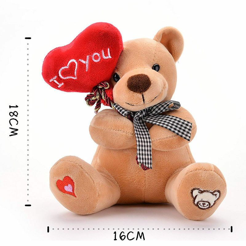 Boneka Beruang Kawaii 18CM dengan Hati Cinta Mainan Lembut I Love You Boneka Anime untuk Hadiah Ulang Tahun Anak Perempuan