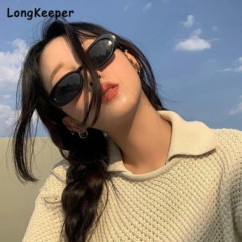 Europe America Trend Oval Sunglasses For Female Women Classic Vintage Small Frame Sun Glasses Ladies Black Driving Eyewear INS