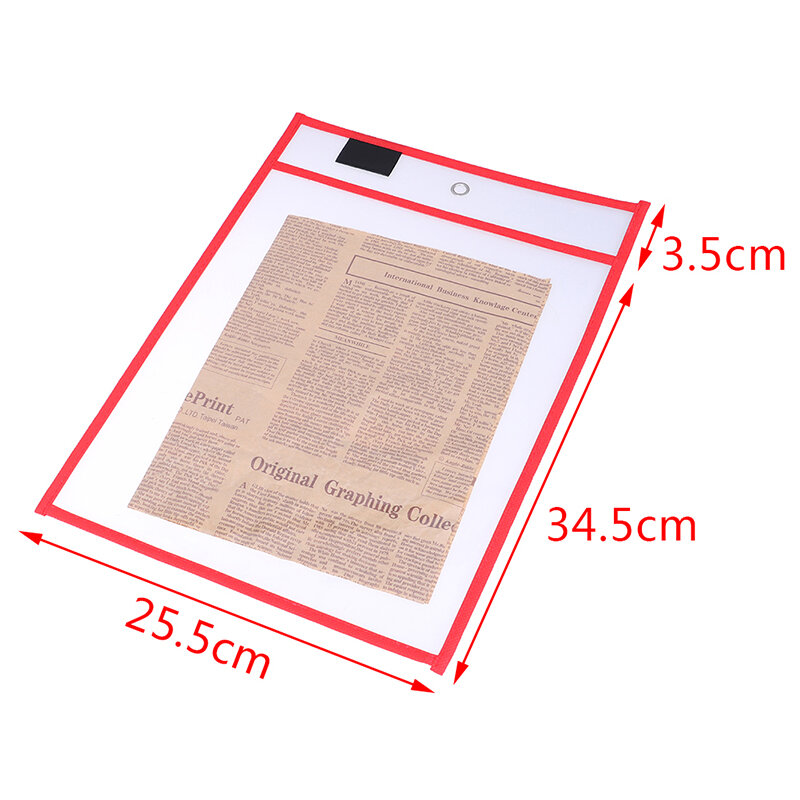 1pc reutilizável seco apagável bolsos transparente escrever e limpar a placa de desenho seco escova saco arquivo bolso para ensinar crianças pastéis