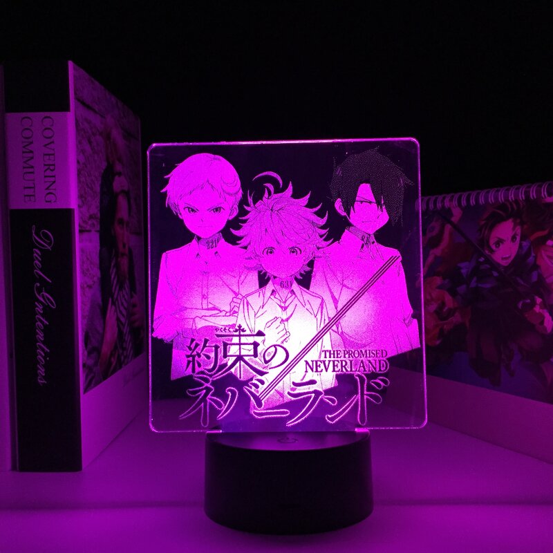 Anime figura 3d led night light prometido neverland para presente de aniversário decoração do quarto luz dois tons colorido manga lâmpada de acrílico