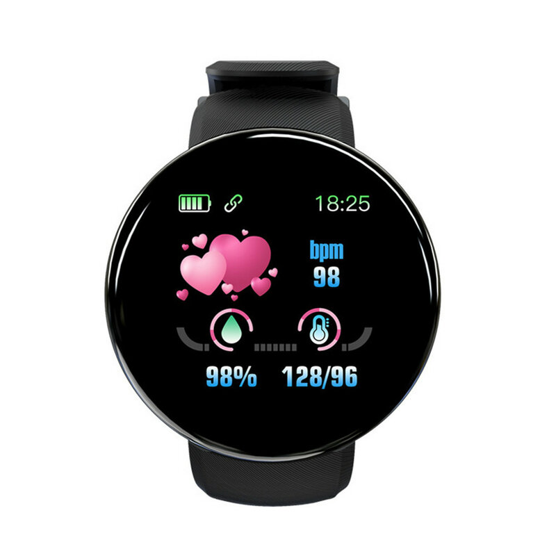 D18 novo relógio inteligente dos homens pressão arterial redonda bluetooth smartwatch relógio feminino à prova dwhatágua esporte rastreador whatsapp para