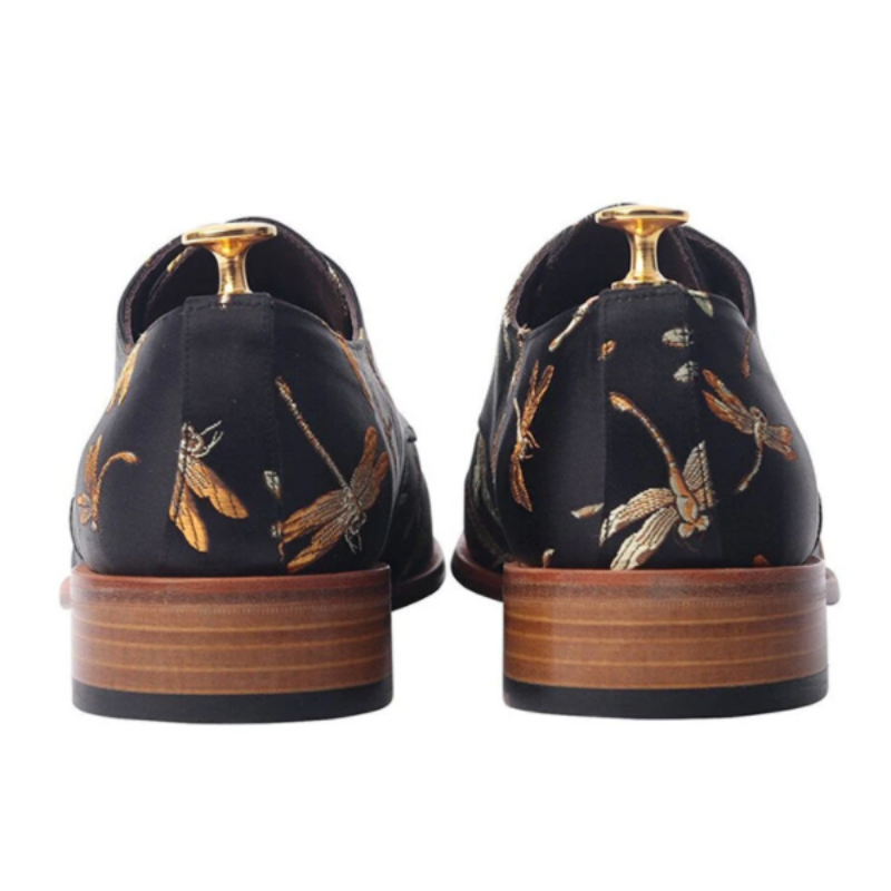 Mannen Schoenen Mode Effen Kleur Pu Stiksels Dragonfly Printing Veters Comfortabele Business Casual Alle-Wedstrijd Oxford Schoenen KS053