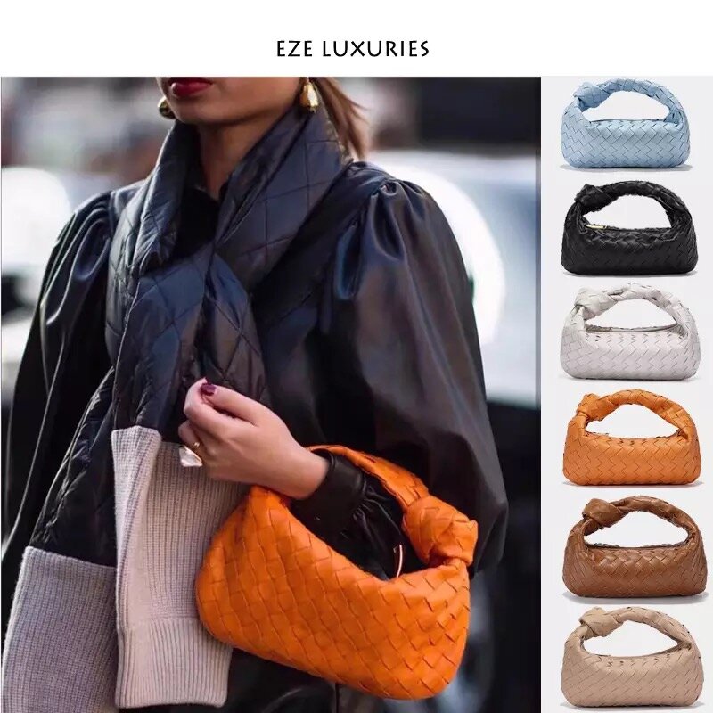 女性のシープスキンハンドバッグ,新しいコレクション,手織りのかぎ針編みのポケット,無地の本革のファッションバッグ,ハンドルバッグ