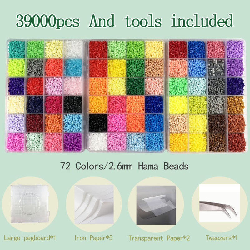 2.6mm/5mm Hama Beads Iron Beads and template tool perler Fuse Bead Jigsaw Puzzle DIY Toy Kids Creative Handmade Craft Toy Gift