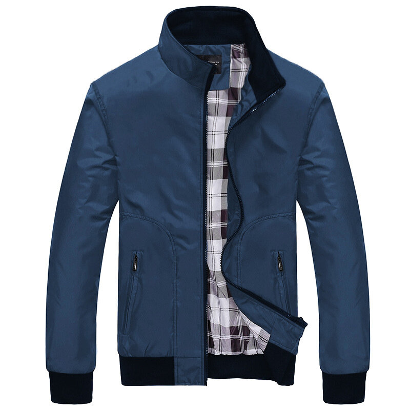 Jaket Luar Ruangan Musim Semi Mantel Trekking Tipis Pakaian Luar Musim Gugur Jaket Bertudung Ritsleting Mantel Ramping Jaket Pria