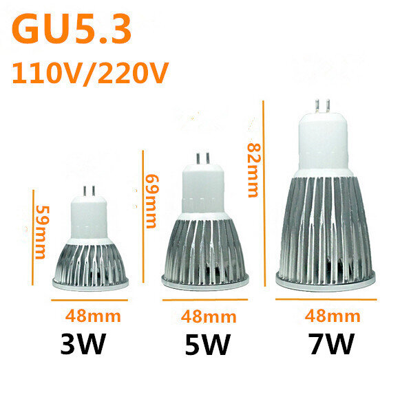 Nowa dioda LED dużej mocy MR16 GU5.3 GU10 shock 3W 5W 7W możliwość przyciemniania cios reflektor ciepły zimny biały mr16 12V lampa gu5.3 220V