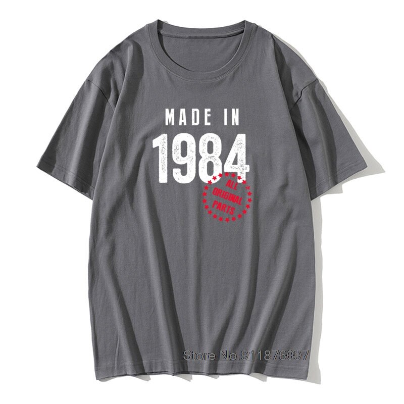 Mannelijke Clothesfashion Gemaakt In 1984 Alle Originele Onderdelen Man T-shirt Katoen O Hals T-shirt Heren Korte Mouw Heren Tshirt