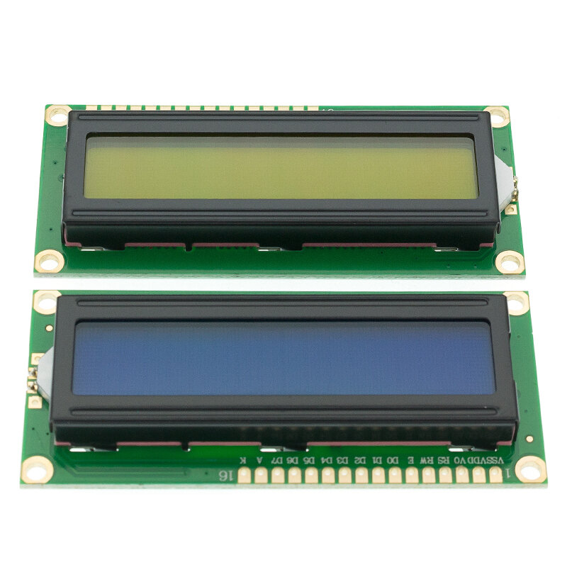 Módulo de pantalla LCD de 16x2 caracteres, controlador HD44780, luz negra, azul/verde, LCD1602, 1602, 5V, 1 unids/lote, 1602