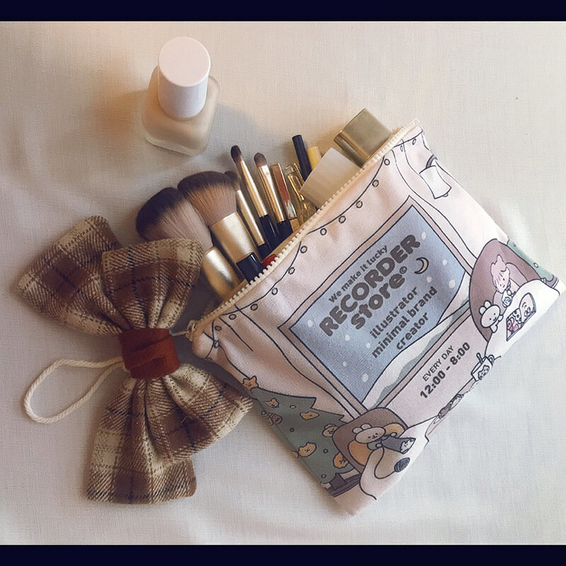 W & g bolsa de maquiagem portátil, bolsa de alta capacidade de armazenamento de detritos, bolsa de mão feminina para armazenamento de cosméticos